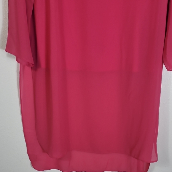 NWT Soft Surroundings Jennifer Blouse Tunic Top Size S Pink Chiffon Magenta Flow - Picture 4 of 13